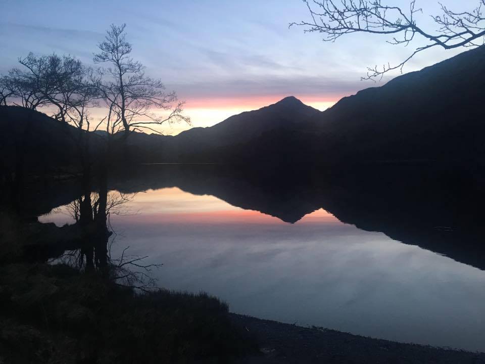 Beddgelert village high street with stone buildings
